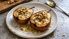Air Fryer Stuffed Pears With Gorgonzola, Walnuts, and Honey (15 Minutes)