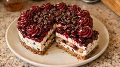 No-Bake Torta Tentazione: Mascarpone Stracciatella Layers with Amarena Cherries