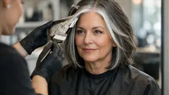 The money piece highlight that makes gray hair look intentional and bright